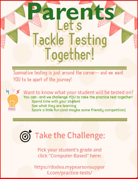 Parents help your child with summative with practice tests at home