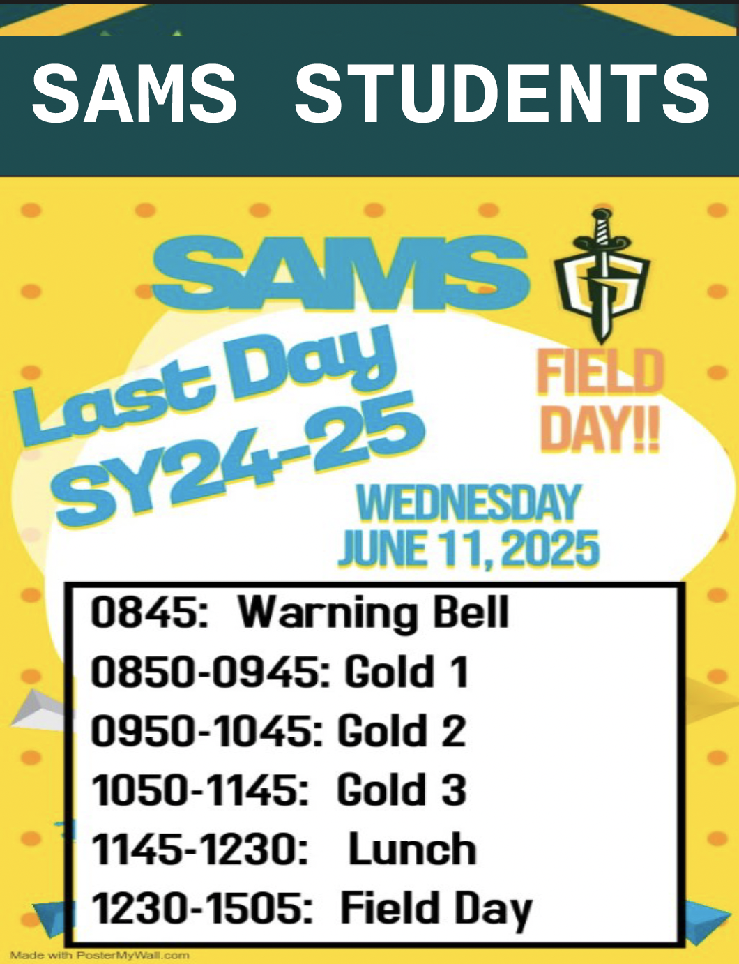 Last Day Bell Schedule